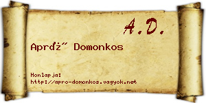 Apró Domonkos névjegykártya